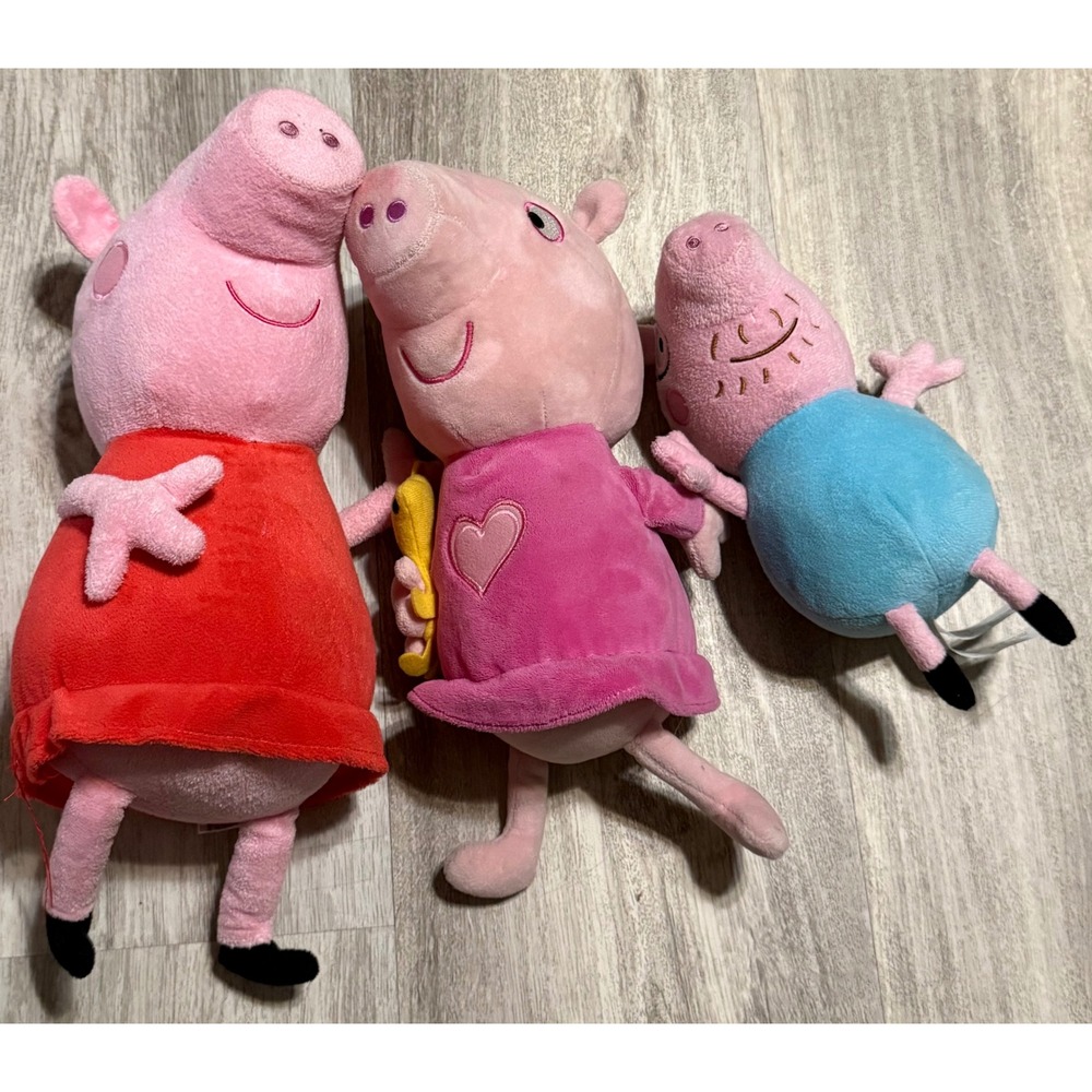Peppa Pig George Plush Stuffed Animal Toy Lot of 3 Just Play Hasbro Pink Blue